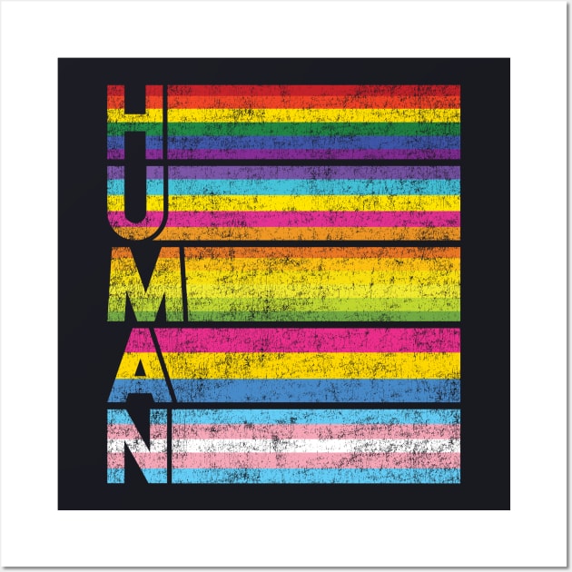 Retro LGBTQ+ Human Equality Rainbow Gay Pride Wall Art by shirtsyoulike